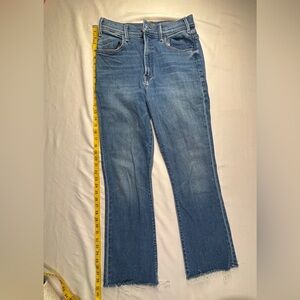 MOTHER Mid-Blue High-Rise Flare Jeans